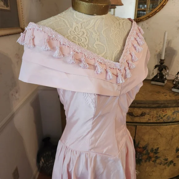 Custom Vintage Bridgeton Powder Pink Costume Party Stage Ball Party Gown M - Picture 2 of 7